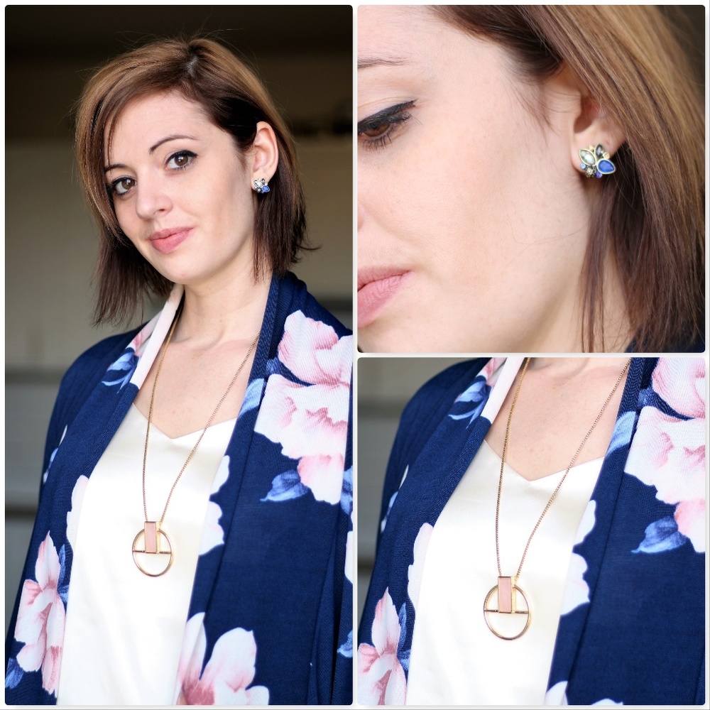 Flower Knit Cardigan W/ Elbow Patch - Picture 7 of 8